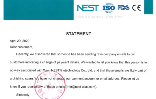 STATEMENT: We haven't changed payment account!