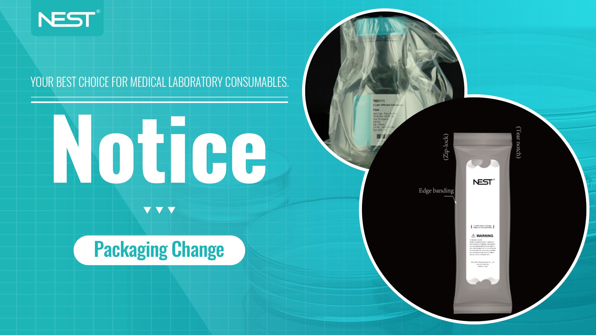 Erlenmeyer Flask and Petri Dish Packaging Changing Notification